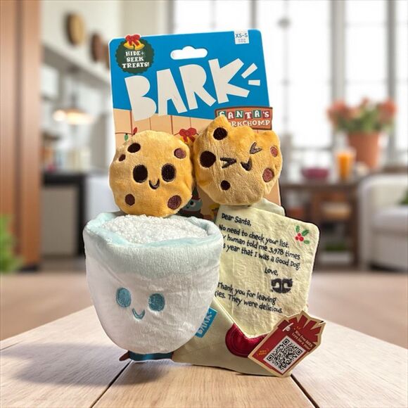 Bark Christmas Santa's Workchomp Hide Seek Toy 4 Piece Set XS-S 0-20lbs Dogs New - Picture 1 of 3